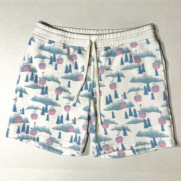 Chubbies Men’s Comfort Shorts Size Large 7” Inseam White Ski Lift Graphic 90's - Picture 1 of 9